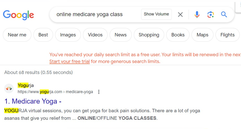 Medicare Yoga Keyword